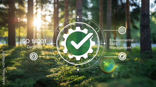 ISO 14001 Concept – Certified Environmental Management System (EMS) for Quality Control and Sustainability Standards, ISO 14001 certification,  ISO 14001 EMS
