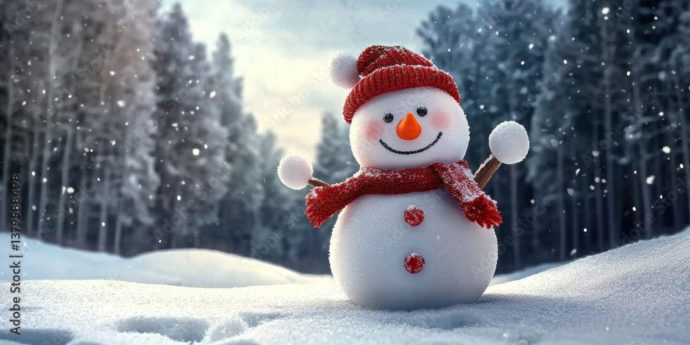 Obraz premium Celebrate the holidays with a beautiful snowy forest backdrop.