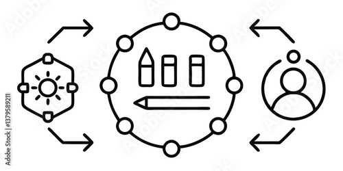 Collaboration Icons with Line Editing – Customizable & Scalable Vector Set