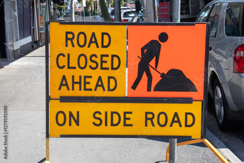 Wallpaper Mural Road sign road closed ahead on side road Torontodigital.ca