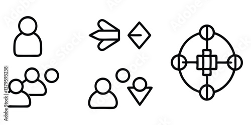 Collaboration Icons with Line Editing – Customizable & Scalable Vector Set