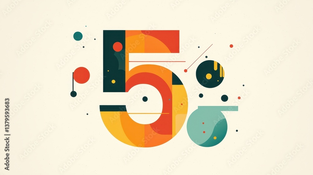 Obraz premium Minimalist Number Five Illustration