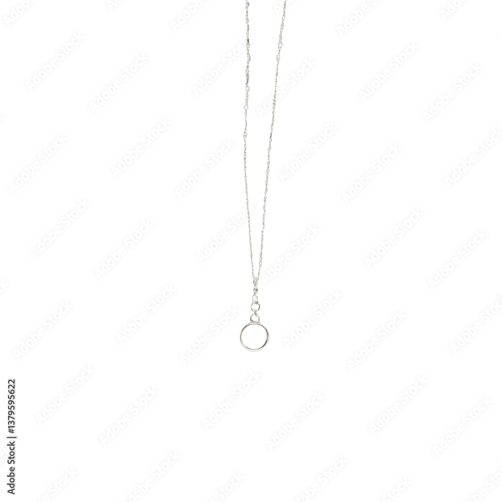 Silver necklace with a circular pendant