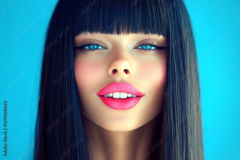 Stunning happy mixed-race girl - for ads, advertisement and social networks use. Long coiffure - straight hair. Commercial advertising creative. Colored hair artistry. African girl style. Stunning happy mixed-race girl - for ads, advertisement and social networks use. Long coiffure - straight hair. Commercial advertising creative. Colored hair artistry. African girl style.