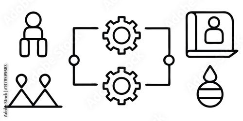 Collaboration Icons with Line Editing – Customizable & Scalable Vector Set