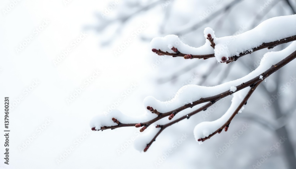 Snow-covered branches on white background isolated in studio, serene, frost Snow-covered branches on white background isolated in studio, serene, frost