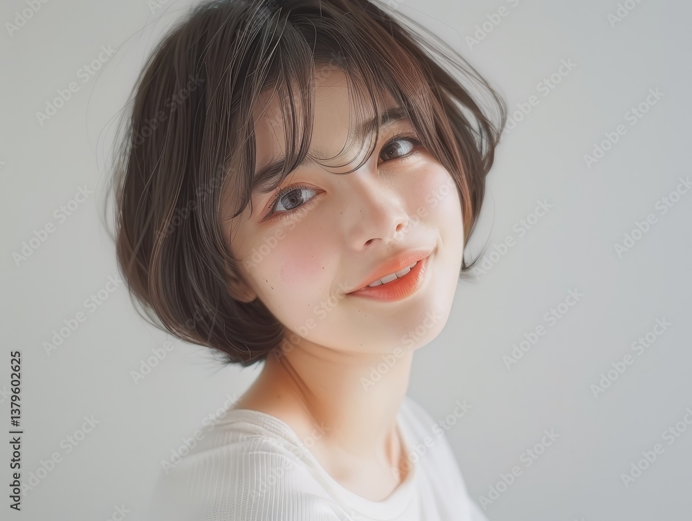 Japanese Bob Hairstyle Beauty ID1 - A Japanese woman with a short bob, showcasing beauty, elegance, , youth, and charm Japanese Bob Hairstyle Beauty ID1 - A Japanese woman with a short bob, showcasing beauty, elegance, , youth, and charm