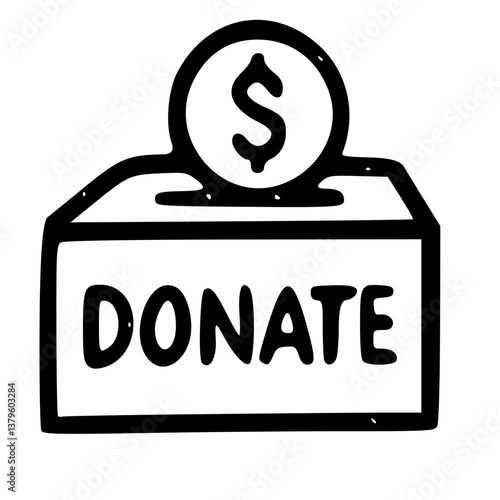 Hand-Drawn Donation Box Illustration