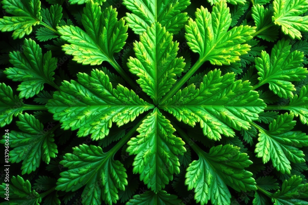 Intricate parsley leaf shapes forming a geometric pattern , parsley, isolated, green Intricate parsley leaf shapes forming a geometric pattern , parsley, isolated, green