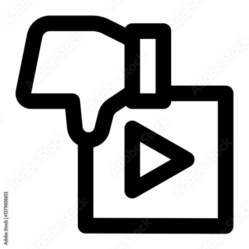 Dislike video icon with outline style.
