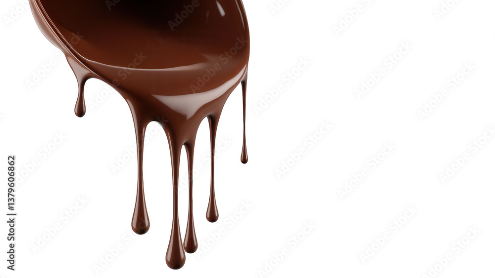 Sleek silver spoon dripping with rich, glossy melted chocolate, isolated on transparent background, perfect for dessert branding, confectionery advertising, or luxurious culinary visuals. Sleek silver spoon dripping with rich, glossy melted chocolate, isolated on transparent background, perfect for dessert branding, confectionery advertising, or luxurious culinary visuals.