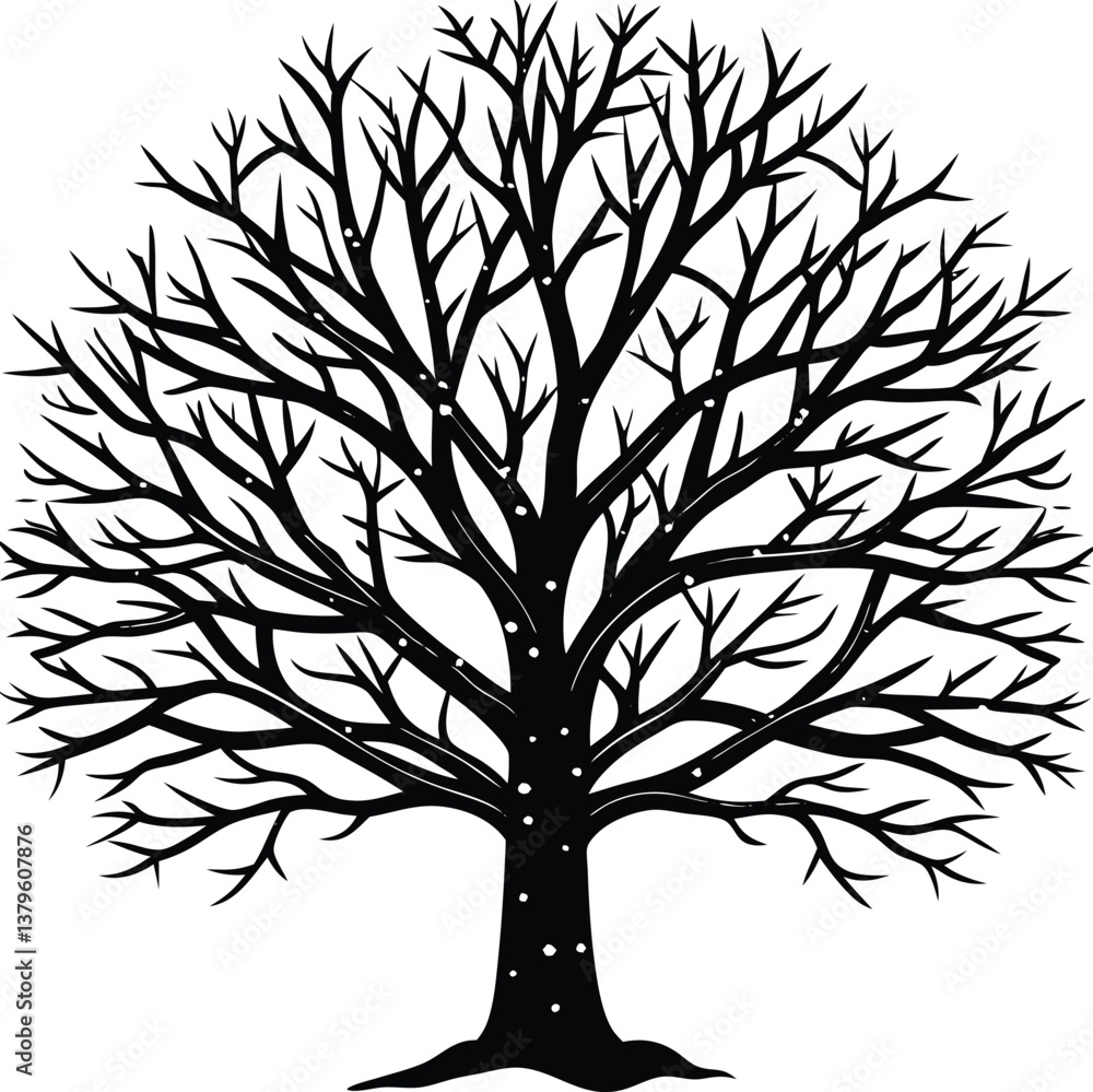 Obraz premium Snow-Covered Tree Silhouette Vector for Winter, Nature Scenes, and Festive Design Projects