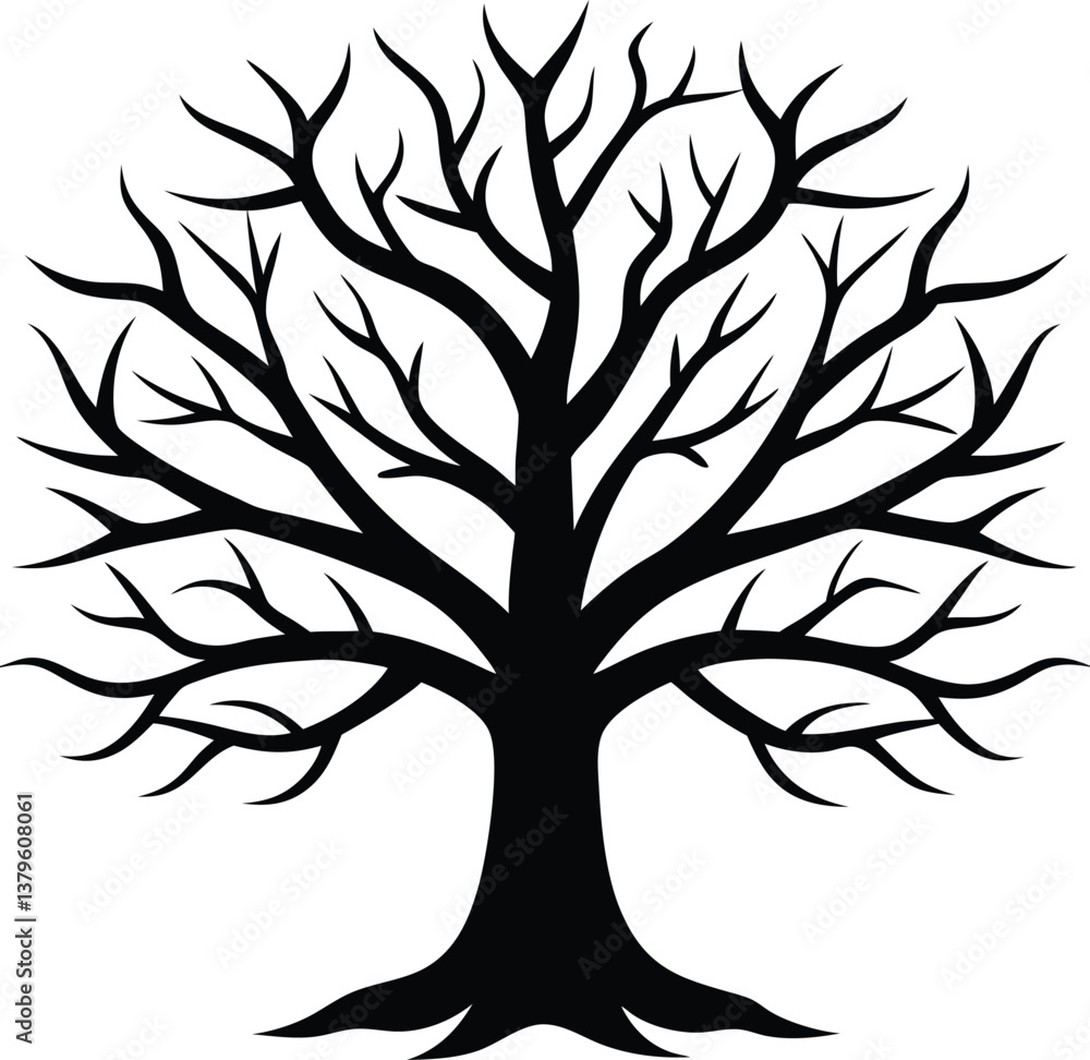 Obraz premium Snow-Covered Tree Silhouette Vector for Winter, Nature Scenes, and Festive Design Projects