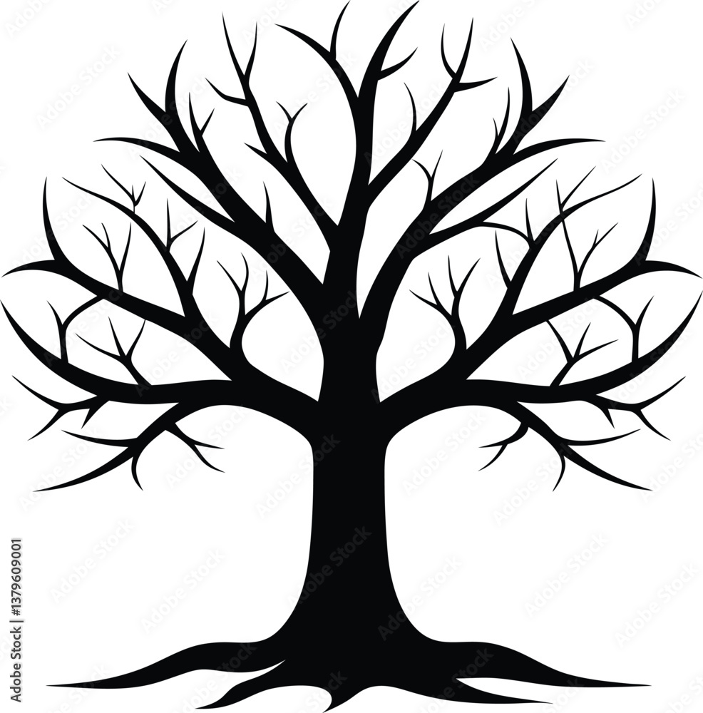 Obraz premium Snow-Covered Tree Silhouette Vector for Winter, Nature Scenes, and Festive Design Projects