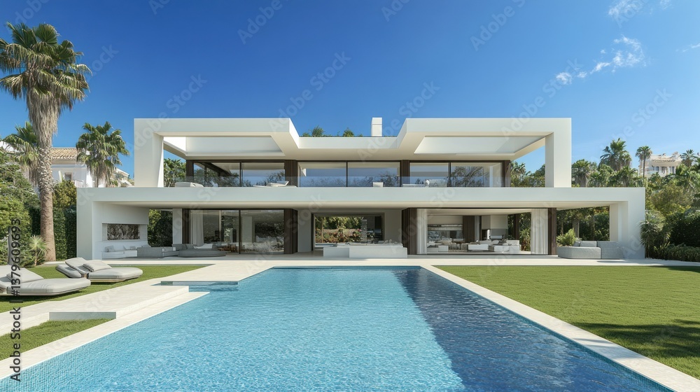 Fototapeta premium Modern Mediterranean villa with pool
