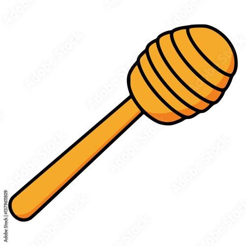 wooden honey dipper spoon flat color vector illustration template design