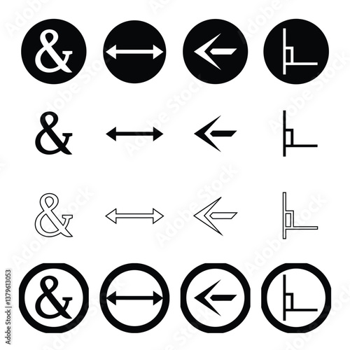 symbol and arrow icons on the set