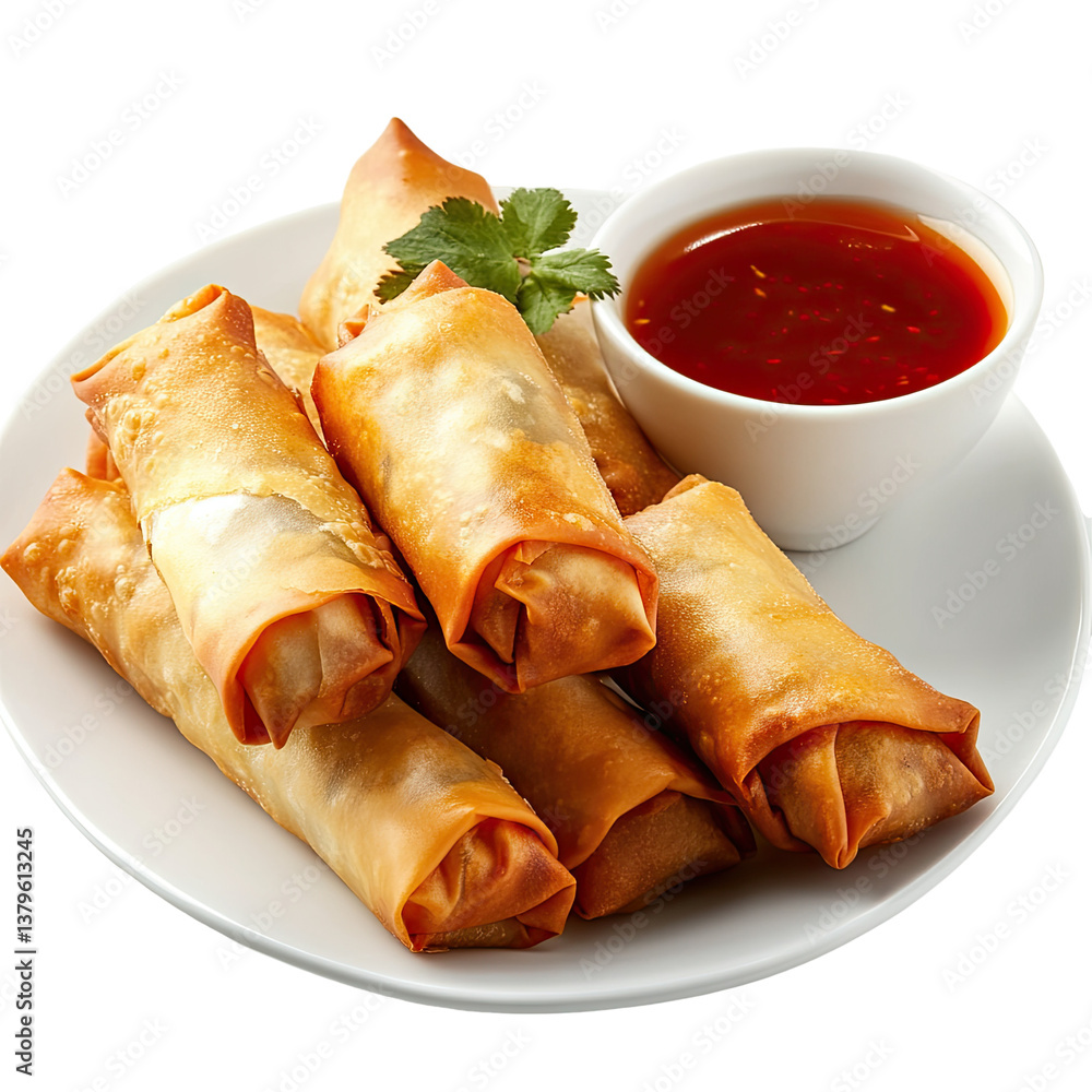 Crispy Chinese Spring Rolls on transparent background Crispy Chinese Spring Rolls on transparent background