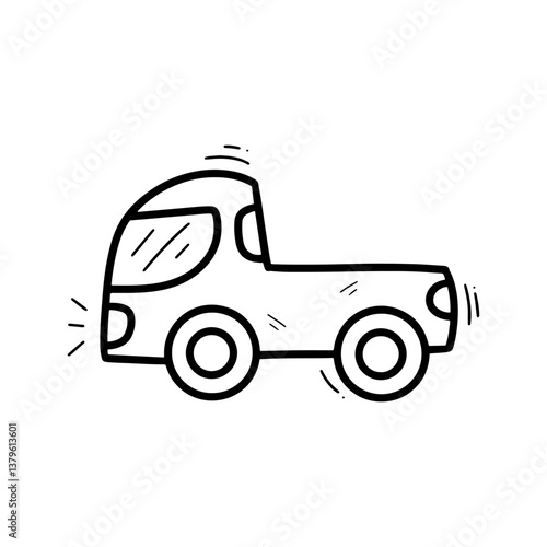 Hand Drawn Pick up Car Illustration. Doodle Vector. Isolated on White Background - EPS 10 Vector