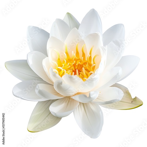 Water lily, white Flower isolated on white background.close up.