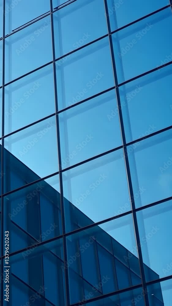 sleek elegance of a modern glass building under a clear sky. clean lines and reflective surfaces of contemporary architecture, showcasing the interplay between light and structure, zoom in, vertical sleek elegance of a modern glass building under a clear sky. clean lines and reflective surfaces of contemporary architecture, showcasing the interplay between light and structure, zoom in, vertical