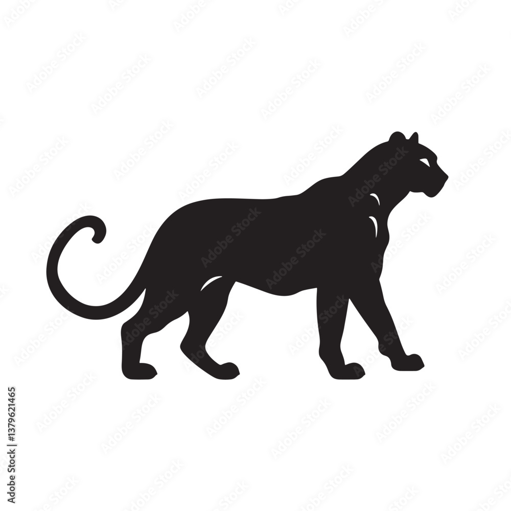 Obraz premium A black panther vector silhouette illustration, a wild animal icon