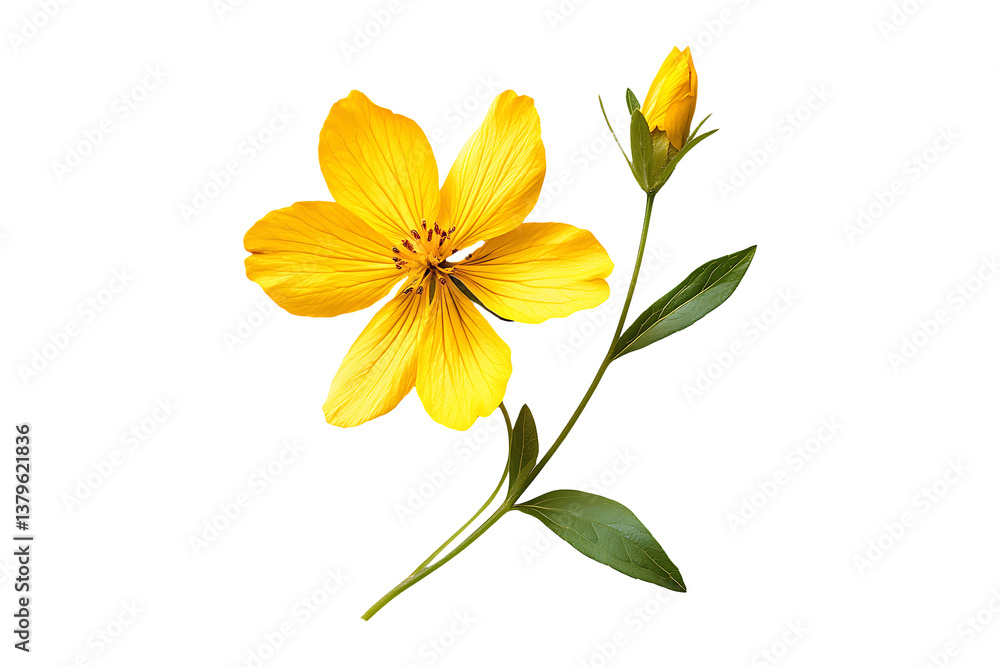 Fototapeta premium Beautiful fragile yellow flower isolated on transparent background 