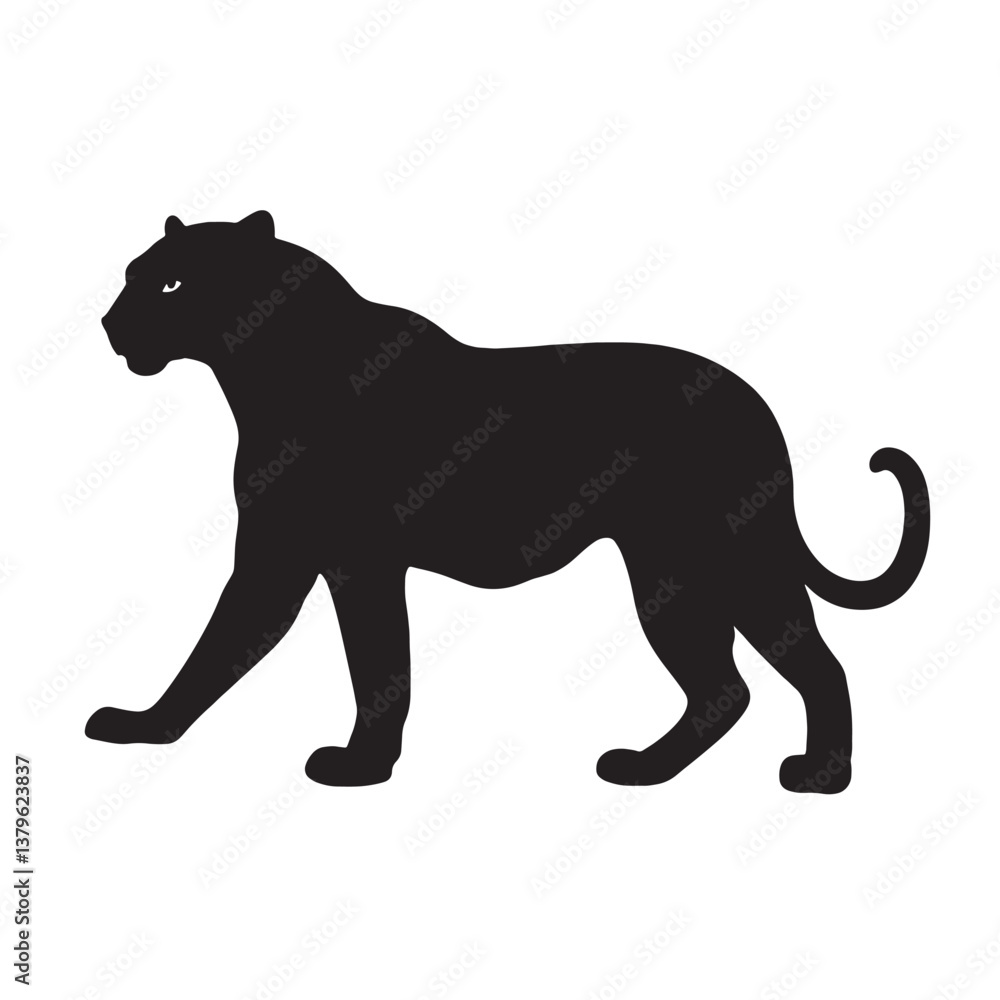Obraz premium Black Panther Vector Silhouette Illustration of a Wild Cat