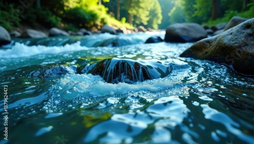 Smooth, unbroken surface texture of a flowing river , photography, stream