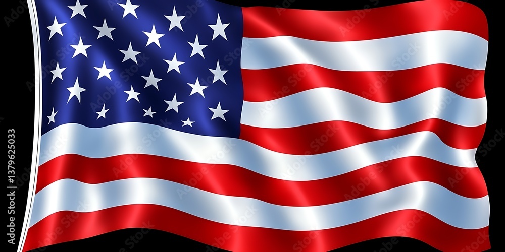 Naklejka premium US Flag Waving with Black Background.
