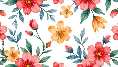 Wallpaper Mural Subtle watercolor floral pattern, endlessly looping , texture, painting, design Torontodigital.ca