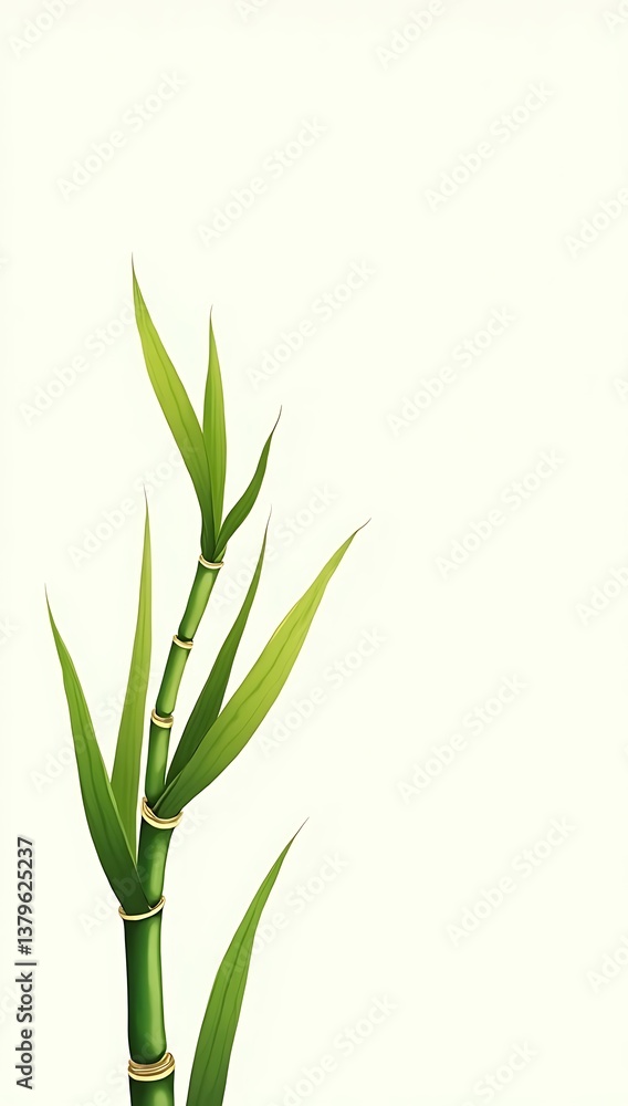 Obraz premium Bamboo Leaves Isolated on White Background with Copy Space, Fresh Green Foliage for Natural Zen Concept 