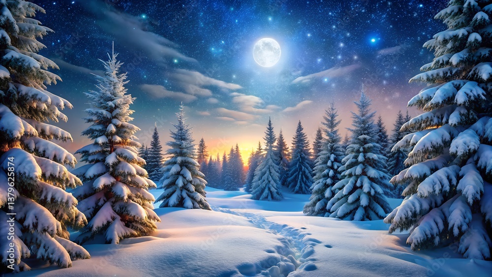 Naklejka premium Winter landscape with snow