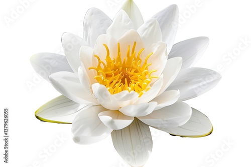 Water lily, white Flower isolated on white background.close up.