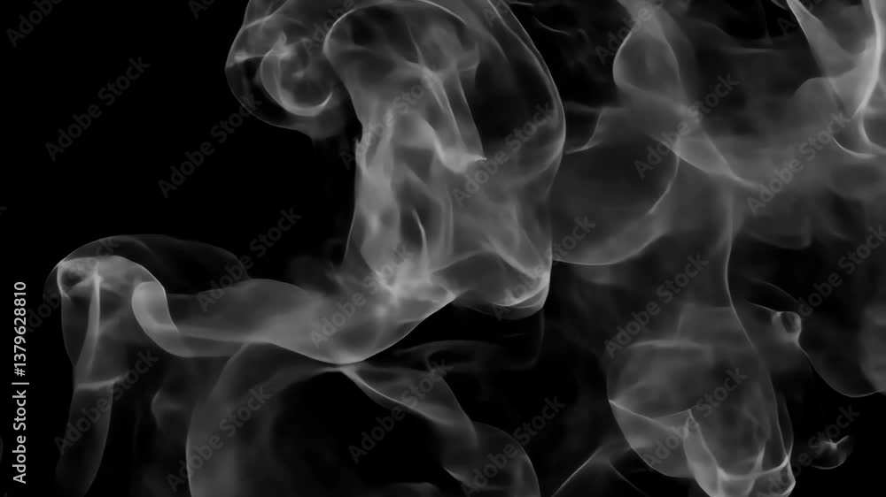 Abstract swirling white smoke art animated overlay, transparent 4K video, alpha channel, ProRes 4444 Abstract swirling white smoke art animated overlay, transparent 4K video, alpha channel, ProRes 4444