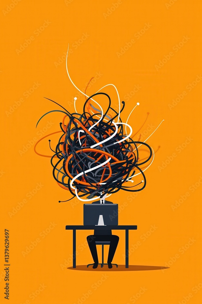 Programmer debugging code that takes the form of tangled vines. Programmer debugging code that takes the form of tangled vines.