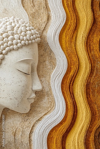 Obraz na płótnie Serene Buddha Portrait Tranquil Studio Decorative Art Warm Tones Side View Zen Concept for Mindfulness and Meditation w salonie