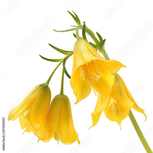 Yellow Waxbells Flower isolated on white background.close up.
