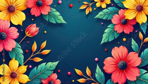 Bold vibrant floral pattern, ideal for summer event flyers , floral, texture, art