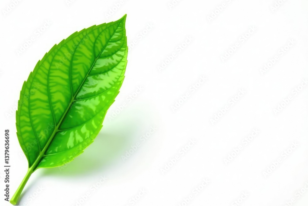 Fresh green leaf isolated on white background, simple, botanical, organic Fresh green leaf isolated on white background, simple, botanical, organic
