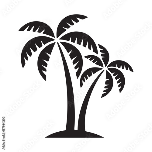 palm tree silhouette vector icon art illustration on white background