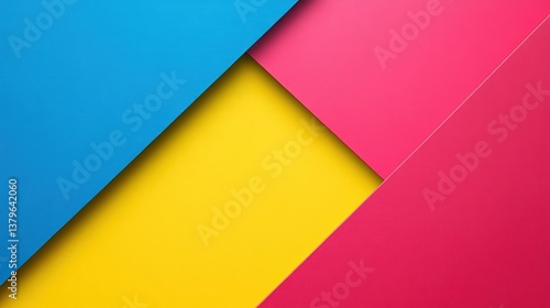 Vibrant Abstract Geometric Design: A Playful Composition of Blue, Yellow, and Pink