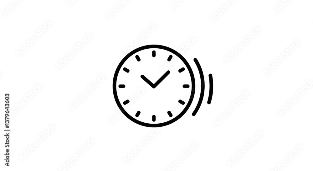 Clock icon indicating time passing in minimalistic style Clock icon indicating time passing in minimalistic style