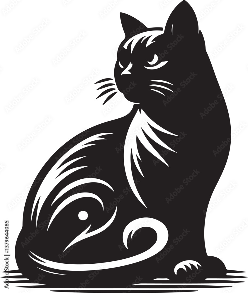 Cat Silhouette Black Vector Cat Silhouette Black Vector