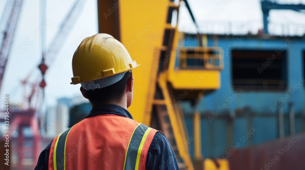 A construction worker wearing a hard hat while measuring blueprints. Featuring focus and planning A construction worker wearing a hard hat while measuring blueprints. Featuring focus and planning