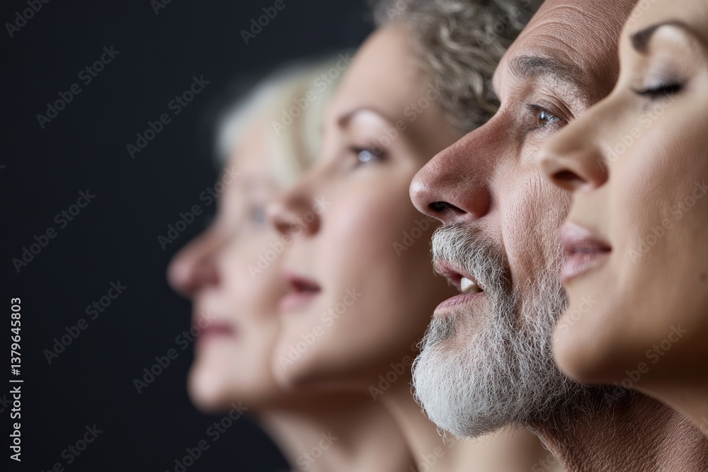 Fototapeta premium harmonious group captured singing showcasing diverse ages and races
