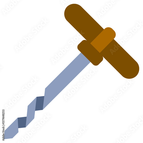 Auger Flat Design Icon - Carpentry Flat Icon