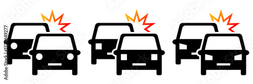 Car Crash Icon Set. Car Accident Vector Icon in line style design. Car Crash Symbol. Vector illustration.