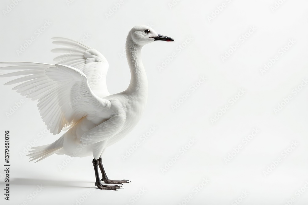 Fototapeta premium Crisp white feathers against a stark white backdrop, simple, plumage, art