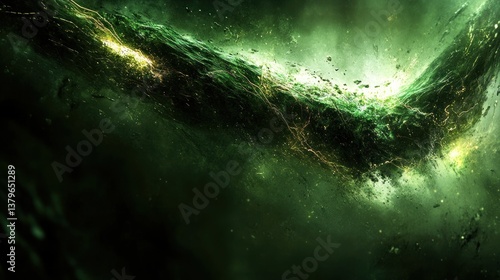 Abstract Green Nebula: Cosmic Energy Burst